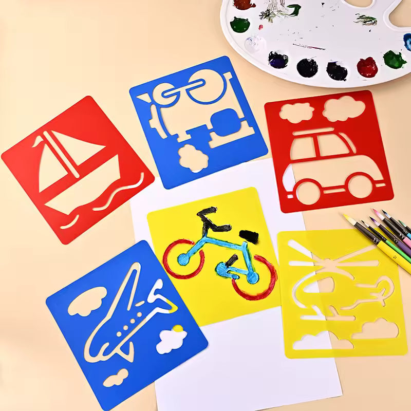Reusable Drawing Stencils for Kids — 6-Piece Washable Shape & Learning Template