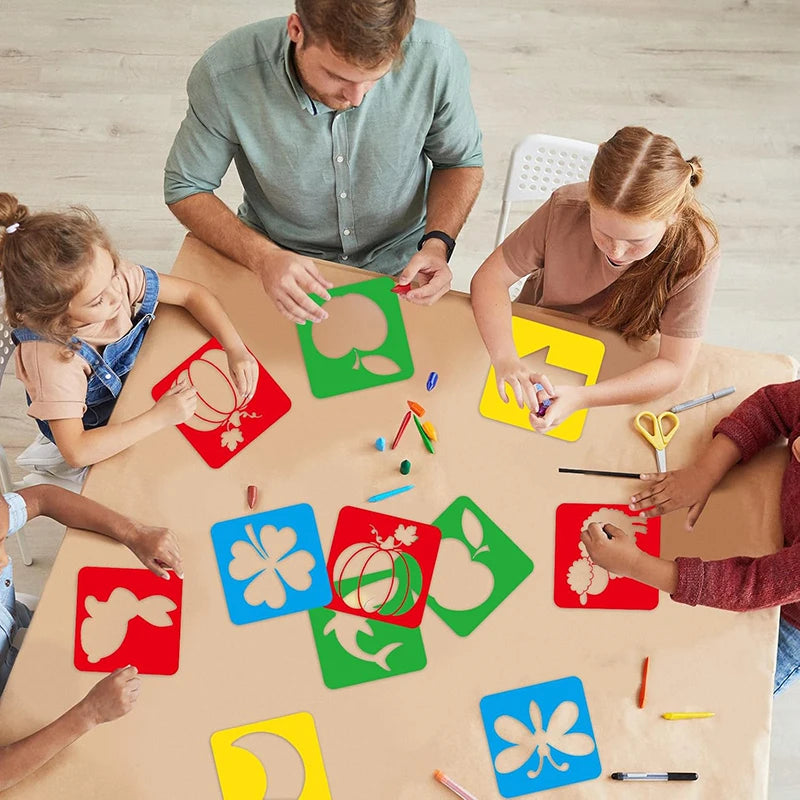 Reusable Drawing Stencils for Kids — 6-Piece Washable Shape & Learning Template