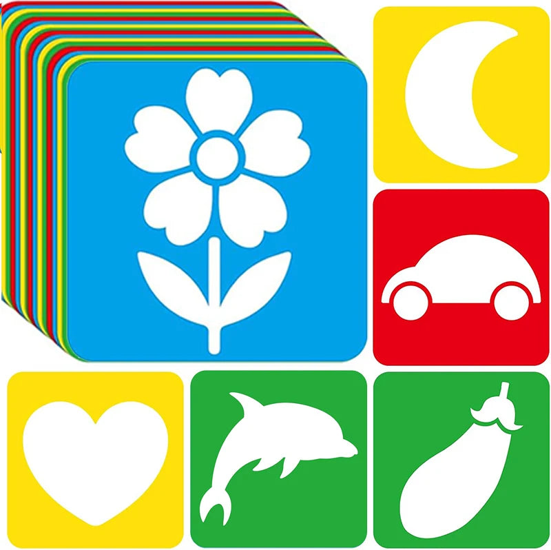 Reusable Drawing Stencils for Kids — 6-Piece Washable Shape & Learning Template
