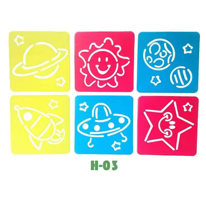Reusable Drawing Stencils for Kids — 6-Piece Washable Shape & Learning Template