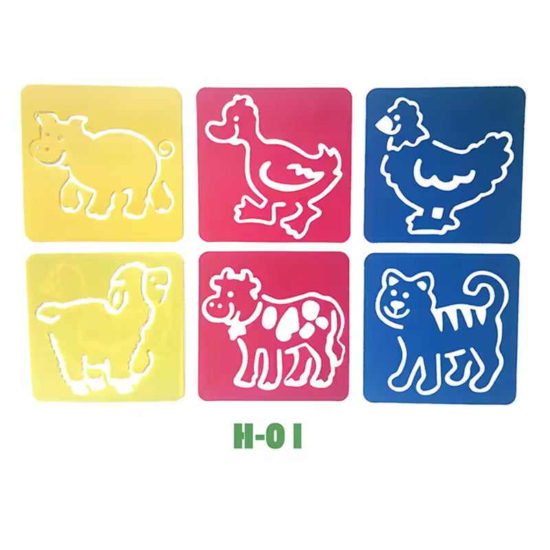 Reusable Drawing Stencils for Kids — 6-Piece Washable Shape & Learning Template