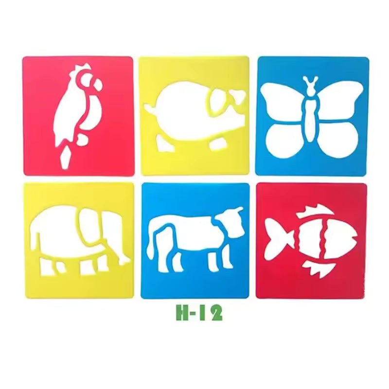 Reusable Drawing Stencils for Kids — 6-Piece Washable Shape & Learning Template