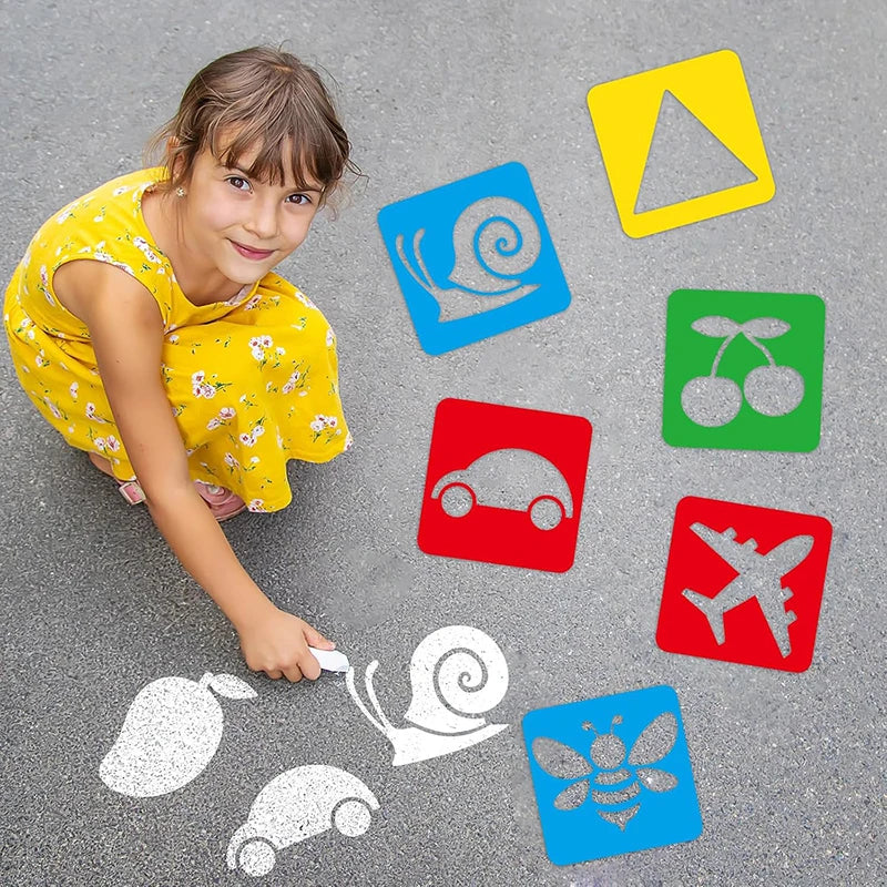 Reusable Drawing Stencils for Kids — 6-Piece Washable Shape & Learning Template