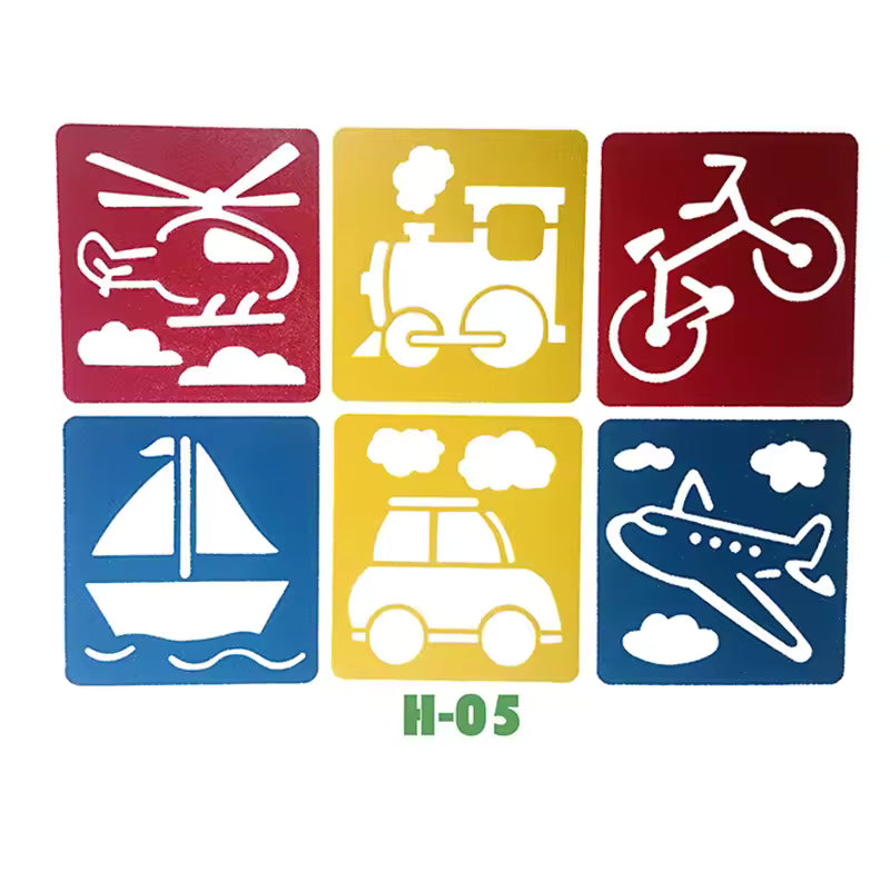 Reusable Drawing Stencils for Kids — 6-Piece Washable Shape & Learning Template