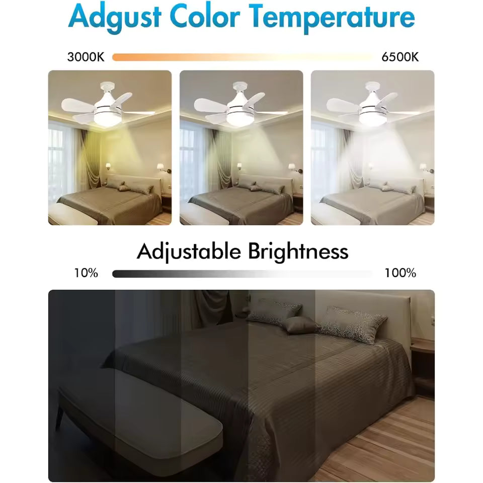 Socket Ceiling Fans with Lights and Remote Control