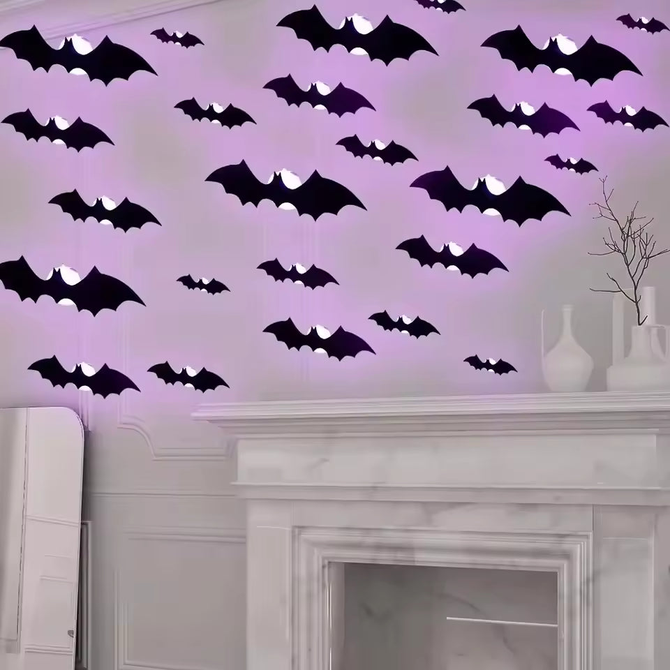 12/24pcs Halloween New Night Light Bat PET