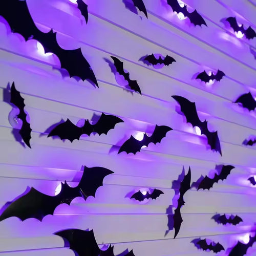 12/24pcs Halloween New Night Light Bat PET