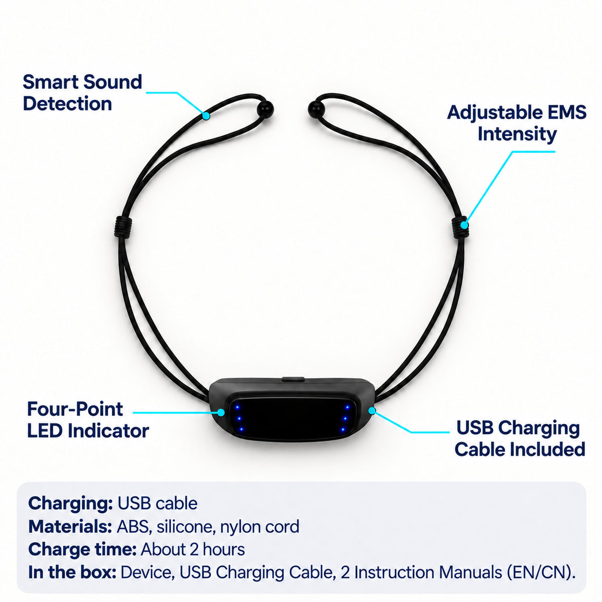 Intelligent Anti-Snoring Chin Strap – Smart EMS Sleep Device