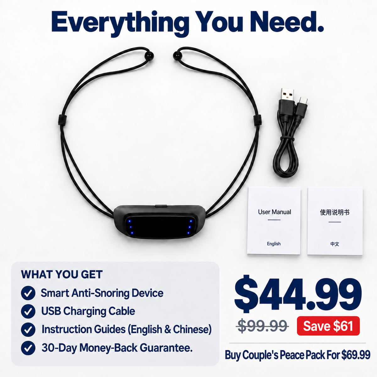 Intelligent Anti-Snoring Chin Strap – Smart EMS Sleep Device